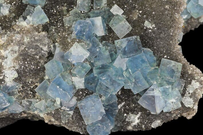 Blue-Green Cubic Fluorite on Smoky Quartz - China #147092